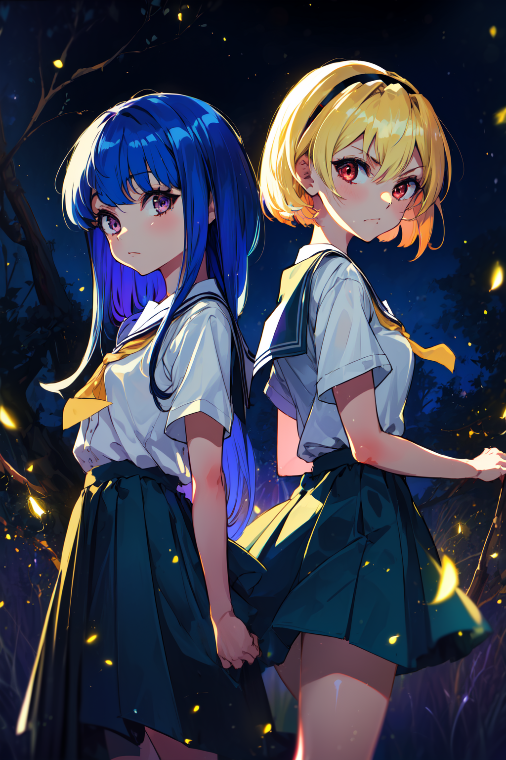 masterpiece,best quality,2girls,back-to-back,fireflies,
AND masterpiece,best quality,2girls,back-to-back,fireflies,(1girl,...